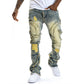 👖  Classic stretch jeans with flared legs for men – vintage wash & patchwork details – high-quality denim, perfect for smart-casual style – comfortable and stylish 🔥