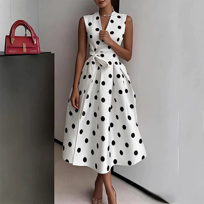 👗 50% OFF NOW! ⏰ Women's Polka Dot Sleeveless V-Neck Dress – Flowy & lightweight – Perfect for summer, brunch or beach days – playful and chic 🎀