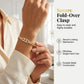 📿50% OFF! 💥 Women's Gold-Tone Cubic Zirconia Chain Bracelet – Cuban Link, Zircon Accents, Fold-Over Clasp ✨