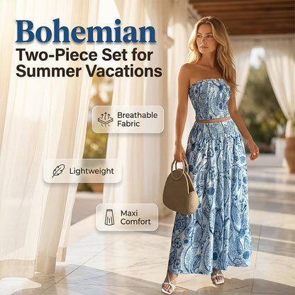 Women's Printed Top and Skirt Set
