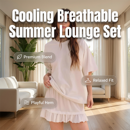 📢📢40% OFF !! ⏰Women's Oversized T-Shirt & Ruffle Skirt 2-Piece Set 🌸 | Breathable Summer Lounge Outfit ☀️ | Soft Fabric, Relaxed Fit 💕 | S-2XL