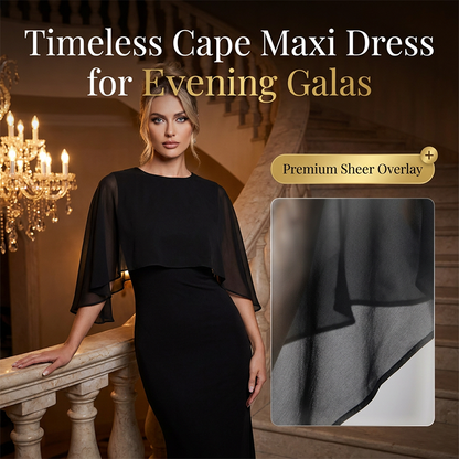 👗Elegant Cape Mermaid Maxi Dress