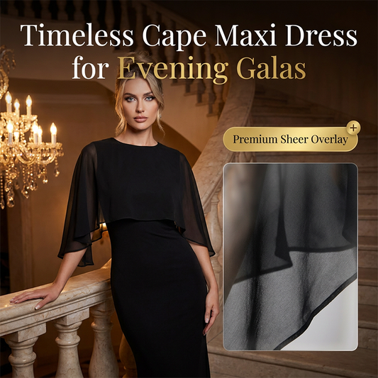 👗Elegant Cape Mermaid Maxi Dress