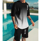 Men's 3D Gradient T-Shirt and Shorts Set Casual Summer 2-Piece Outfit