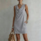 🏆LAST DAY SALE 50% OFF🔥| Elegant Slim Fit Cowl Neck Dress | Sleeveless Triacetate Midi Dress with Pockets | Breathable Casual & Party Wear for Women✨