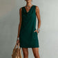 🏆LAST DAY SALE 50% OFF🔥| Elegant Slim Fit Cowl Neck Dress | Sleeveless Triacetate Midi Dress with Pockets | Breathable Casual & Party Wear for Women✨
