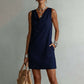 🏆LAST DAY SALE 50% OFF🔥| Elegant Slim Fit Cowl Neck Dress | Sleeveless Triacetate Midi Dress with Pockets | Breathable Casual & Party Wear for Women✨