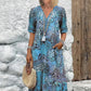 👗Women's Vivid Printed V-Neck Midi Dress