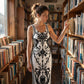 👗 40% OFF! ✨ Women's Classic Floral Print Maxi Dress – Bodycon, Side Slit, Porcelain Pattern 💙