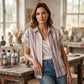 👚Women's Striped Short-Sleeve Button Down Shirt
