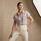 👚Women's Striped Short-Sleeve Button Down Shirt