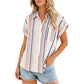 👚Women's Striped Short-Sleeve Button Down Shirt
