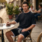 👕 Men's Waffle Knit T-Shirt & Shorts Set – Cooling Sensation Fabric & Relaxed Fit Design 💙