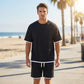 👕 Men's Waffle Knit T-Shirt & Shorts Set – Cooling Sensation Fabric & Relaxed Fit Design 💙