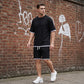 👕 Men's Waffle Knit T-Shirt & Shorts Set – Cooling Sensation Fabric & Relaxed Fit Design 💙