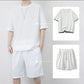 👕 Men's Waffle Knit T-Shirt & Shorts Set – Cooling Sensation Fabric & Relaxed Fit Design 💙