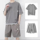 👕 Men's Waffle Knit T-Shirt & Shorts Set – Cooling Sensation Fabric & Relaxed Fit Design 💙