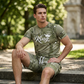 👕 Men's Casual Faux Denim Print T-Shirt Shorts Set 🧢