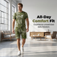 👕 Men's Casual Faux Denim Print T-Shirt Shorts Set 🧢