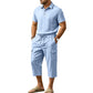 🎁 LIMITED TIME 50% OFF! 👕 Men Summer Linen Set – Loose Shirt & Cargo Shorts Two Piece Outfit 💥