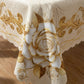 🌹Waterproof Gold Rose Tablecloth – Embossed Effect, Stain-Resistant, Elegant ✨