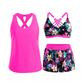 ✨40% OFF! 3-Piece Swimsuit w/ Tank, Bikini & Shorts | Tummy Control, Criss-Cross Back, Tropical 👙🌺