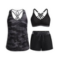 ✨40% OFF! 3-Piece Swimsuit w/ Tank, Bikini & Shorts | Tummy Control, Criss-Cross Back, Tropical 👙🌺