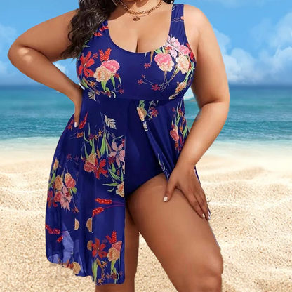🎉 LIMITED TIME 40% OFF! 👗 Women's Floral Print One Piece Swim Dress – Flowy A-Line Skirt & Tummy Control Panel 🌸