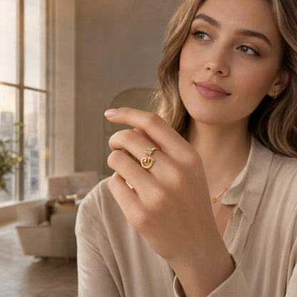 💍Adjustable Sparkle Initial Ring for Women