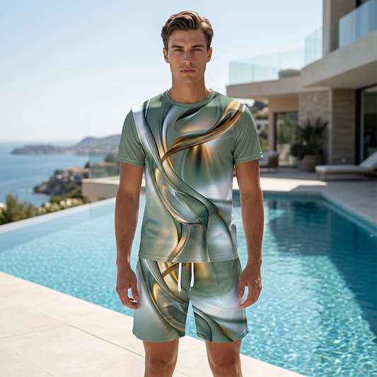 Men's Casual Graphic T-Shirt and Shorts Set