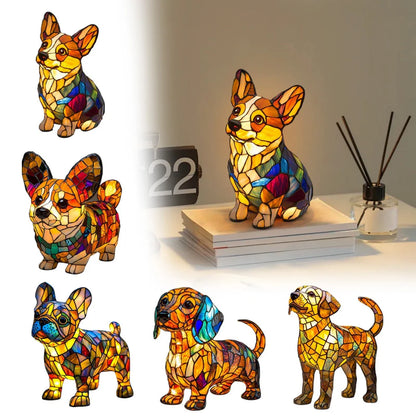 🐶Color-Blocking Puppy Statue LED Table Lamp