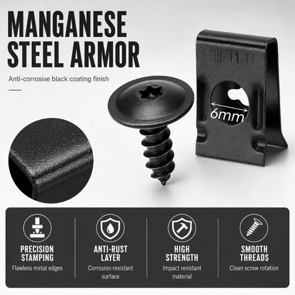 🔥Universal Car Metal U-Type Clips and Screws Set