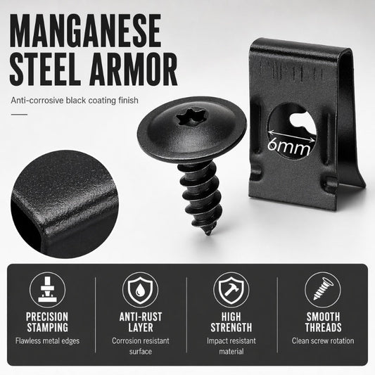 🔥Universal Car Metal U-Type Clips and Screws Set