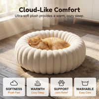 🐾Cloud-Like Ultra Soft Plush Round Calming Pet Bed, Raised Rim Donut Cat Dog Bed, Joint Relief Warm Cozy Washable Pet Sleeping Cushion