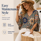🌿👚Women's V-Neck Bohemian Print Blouse Summer Loose Fit Shirt