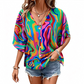 🌿👚Women's V-Neck Bohemian Print Blouse Summer Loose Fit Shirt