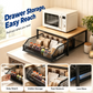 🍳 2-Tier Kitchen Microwave Stand with Slide-Out Drawer — Heavy-Duty Countertop Shelf