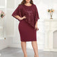 Women's Elegant Sequin Asymmetrical Cape Slim Fit Midi Dress