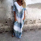 Casual Loose Printed V-Neck Long Dress