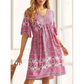 🌿☀️ LIMITED TIME 50% OFF! 🌸Women's Boho Floral V-Neck Dress – Vibrant blooms & breezy sleeves