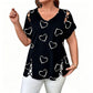 Women’s Heart Print V-Neck Top