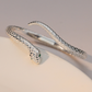Vintage Snake Bangle Bracelet – Adjustable Open Cuff with Textured Scale Details & Green Eye Accents ✨