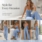 👗💙 Women's Spaghetti Strap Wide Leg Denim Jumpsuit  ☁️☀️