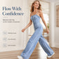 👗💙 Women's Spaghetti Strap Wide Leg Denim Jumpsuit  ☁️☀️