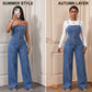 👗💙 Women's Spaghetti Strap Wide Leg Denim Jumpsuit  ☁️☀️