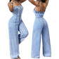 👗💙 Women's Spaghetti Strap Wide Leg Denim Jumpsuit  ☁️☀️