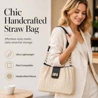 📢📢50% OFF !! ⏰Spacious Commuter Straw Shoulder Bag