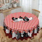 🐓 Farmhouse Rooster Tablecloth – Red Buffalo Plaid Chicken Table Cover, Spill Proof & Scalloped Lace Edge ✨