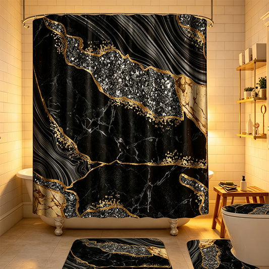 🚿Elegant Marble Pattern Bathroom Shower Curtain