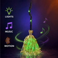 🧹  🎃 Animated Witch Broom Halloween Decoration – Walking Feet Movement, Spooky Sound & Glowing Green LED Lights – Perfect for Yard & Party 👻